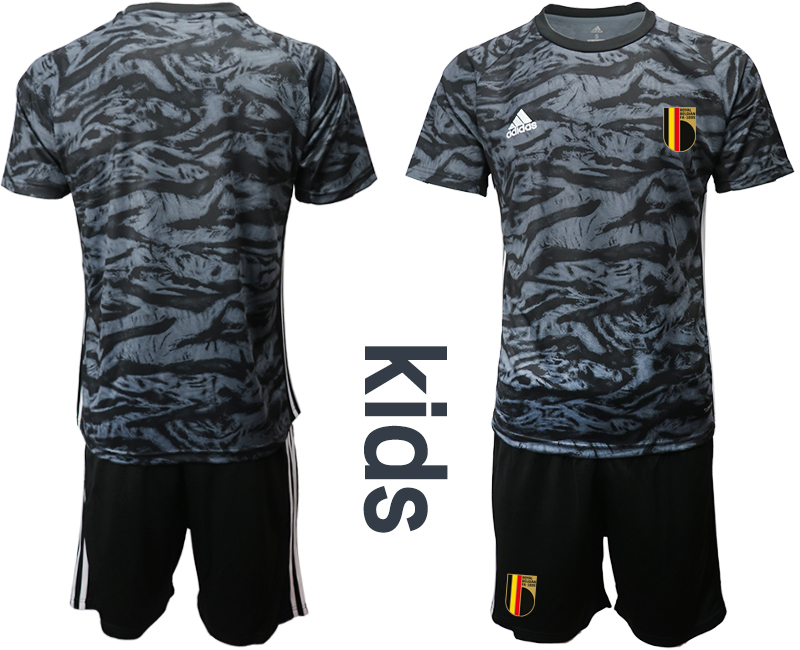 Youth 2021 European Cup Belgium black goalkeeper Soccer Jersey2->belgium jersey->Soccer Country Jersey